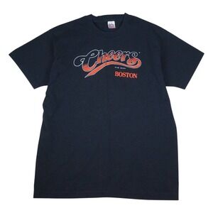 Vintage Cheers Boston T-Shirt Men's XL Black Red White Single Stitch 90s TV Tee